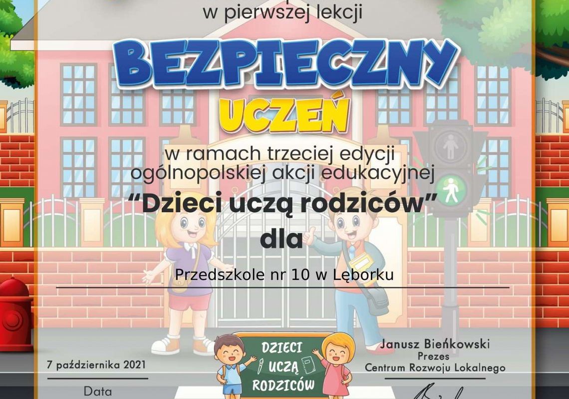 Podziękowanie za udział w pierwszej lekcji