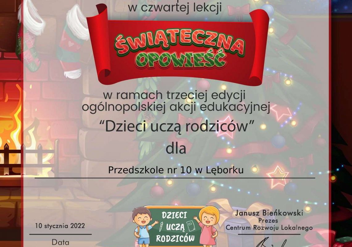 Podziękowanie za udział w lekcji czwartej