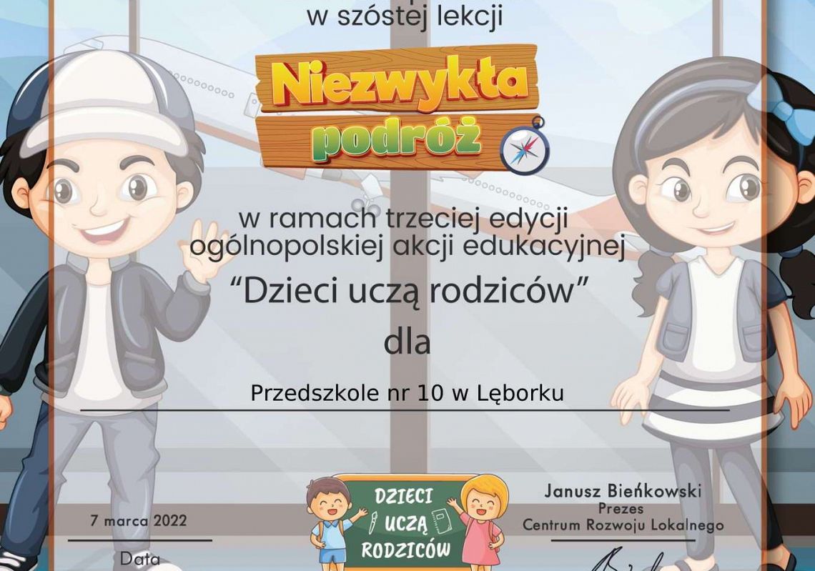 Podziękowanie za udział w lekcji