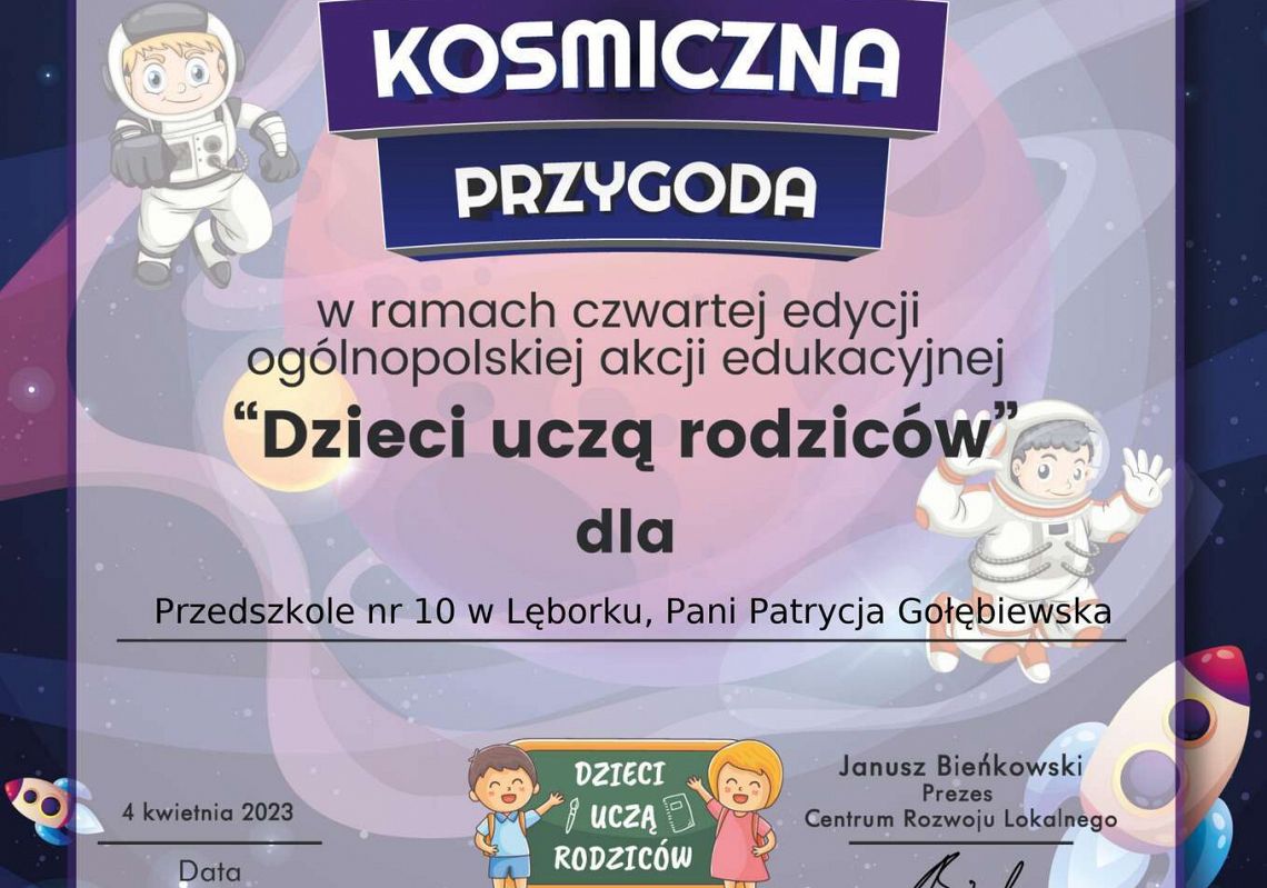 Podziękowanie za udział w lekcji