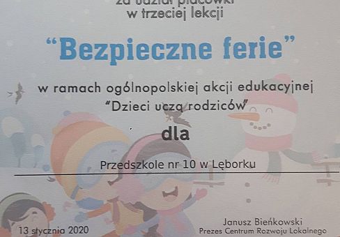 Grafika Podziękowanie za udział w kolejnych lekcjach  Dzieci uczą rodzoców