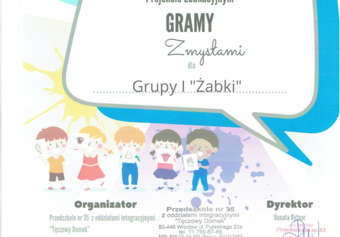 Grafika Gr. I Zakończyliśmy projekt "Gramy Zmysłami"