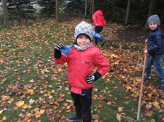 My pomagamy  i przedszkolny ogród sprzątamy