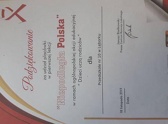 Podziękowania za udział w kolejnych lekcjach