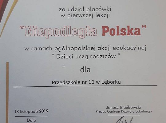 Podziękowanie za udział w kolejnych lekcjach  Dzieci uczą rodzoców