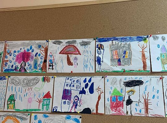 GR III " Spacer w deszczu" rysowanie pastelami, rozwijanie inwencji twórczej