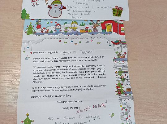Dostaliśmy list zwrotny od Św. Mikołaja