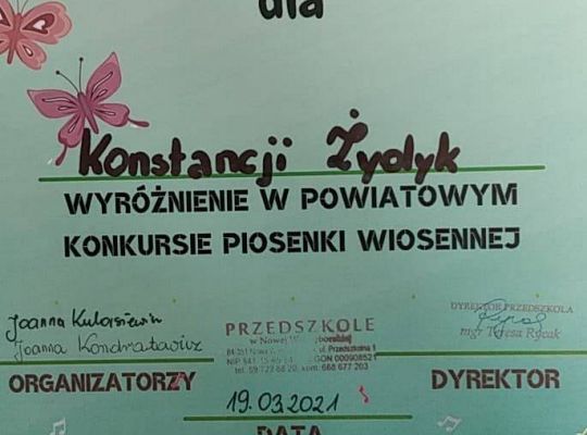 Wyniki Powiatowego Konkursu Piosenki Wiosennej