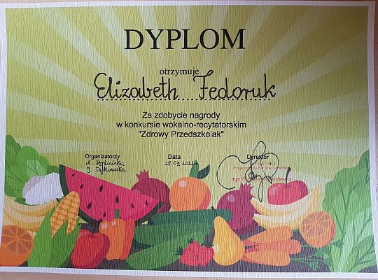 "Zdrowy Przedszkolak " - rozstrzygnięcie konkursu