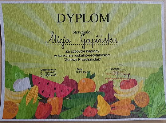 "Zdrowy Przedszkolak " - rozstrzygnięcie konkursu