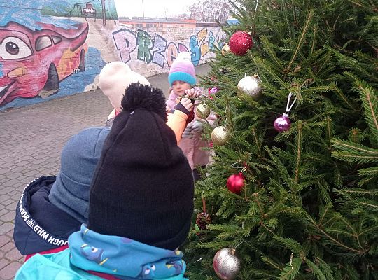 Gr. IV Stroimy choinkę przed przedszkolem