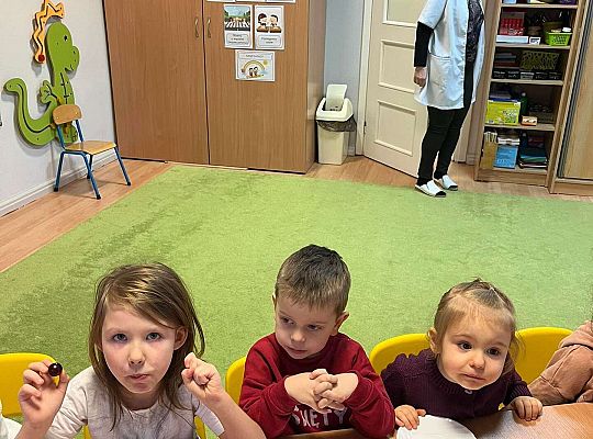 Dzieci przy wspólnym stole jedzą urodzinowe owoce