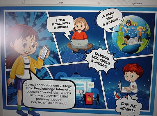 Dzieci oglądają i omawiają prezentację multimedialną