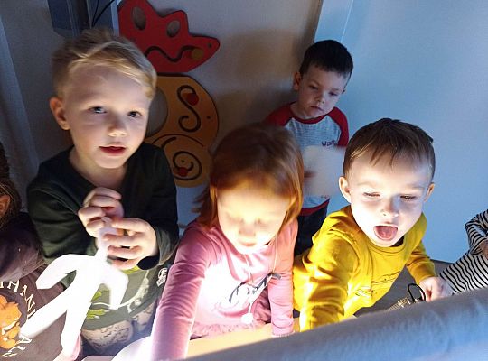 Dzieci bawią się teatrem cieni