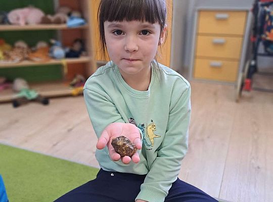 Dziewczynka prezentuje bursztyn