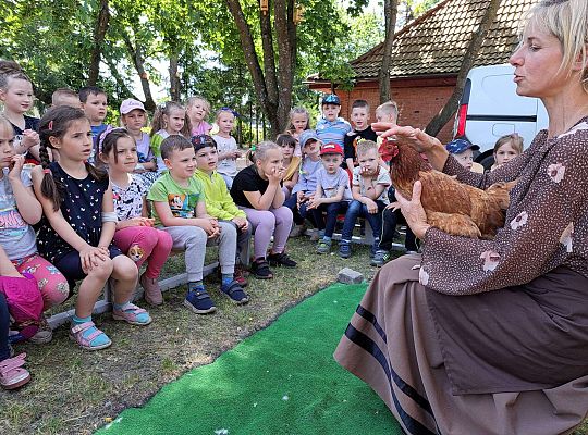 Dzieci poznają wiejskie ptactwo