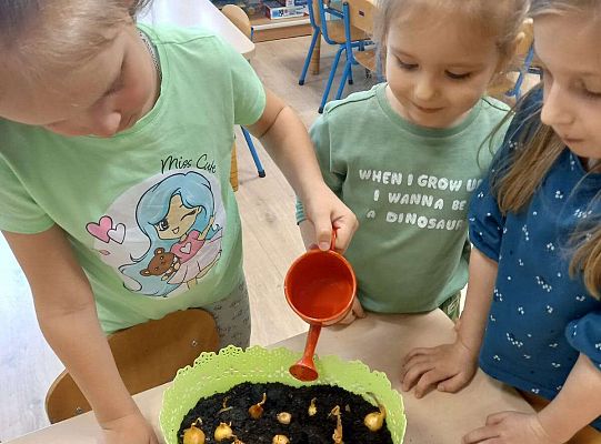 Dzieci sadzą roślinki