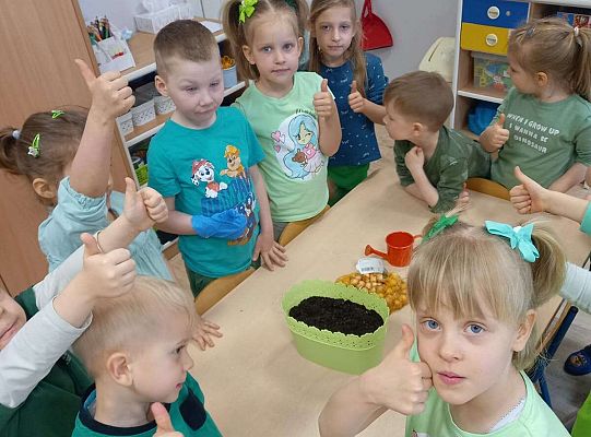 Dzieci sadzą roślinki