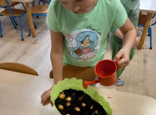 Dzieci sadzą roślinki