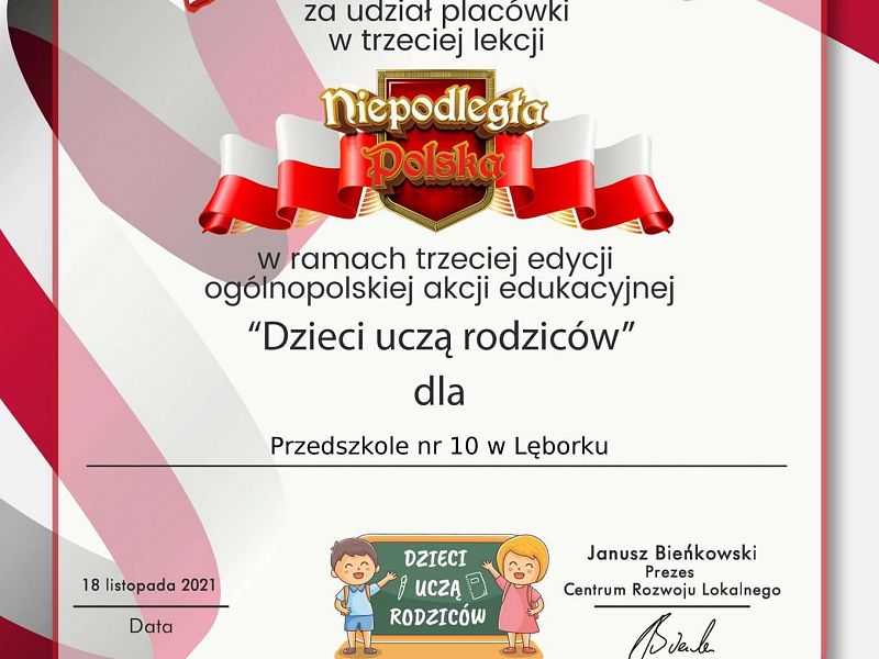 Grafika Podziękowanie za udział w lekcji trzeciej