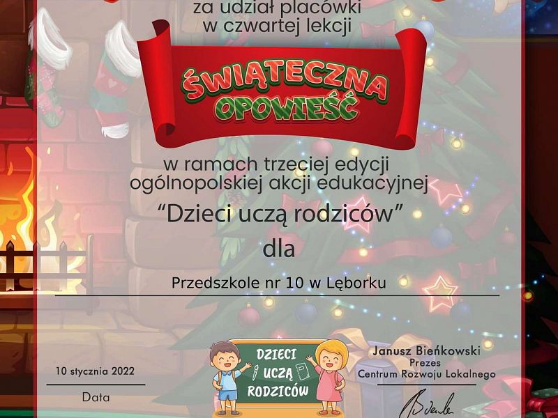 Grafika Podziękowanie za udział w lekcji czwartej