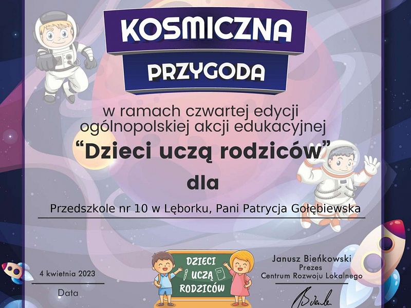Grafika Podziękowanie za udział w lekcji